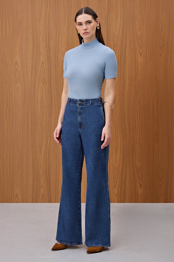 Calça Berlim Reta Cintura Alta Tradicional sem Cinto (Duo IDX20319) - IDX20353