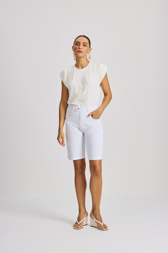 Bermuda Feminina City Reta com Cintura Alta Alongada - IDX4079.BRA