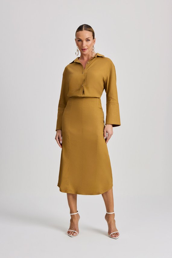 Saia Feminina Evase com Cintura Alta Midi - IDX7023.CAQ