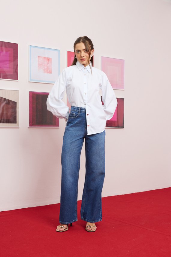 Camisa Jeans Feminina Solta Tradicional Manga-Longa- DZG1208.BRA