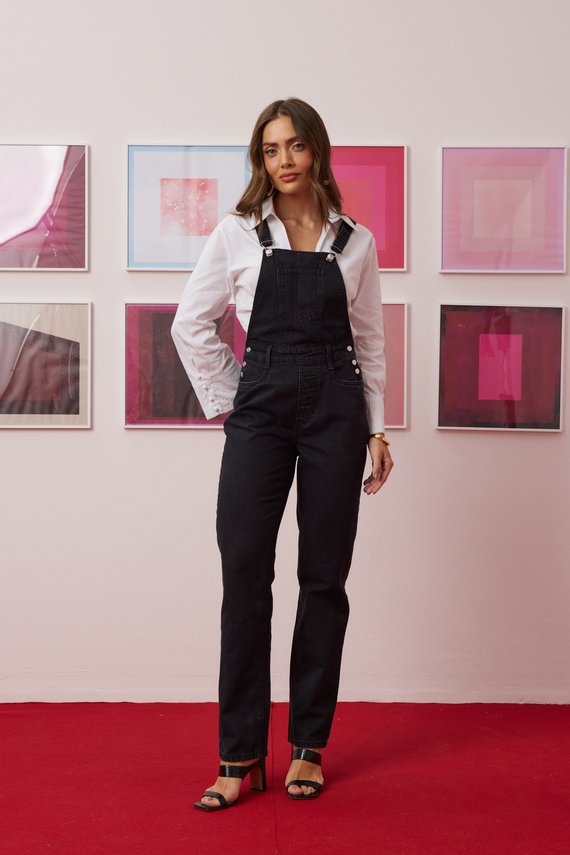 Jardineira Jeans Feminina Reta Tradicional Sem-Manga- DZG1214