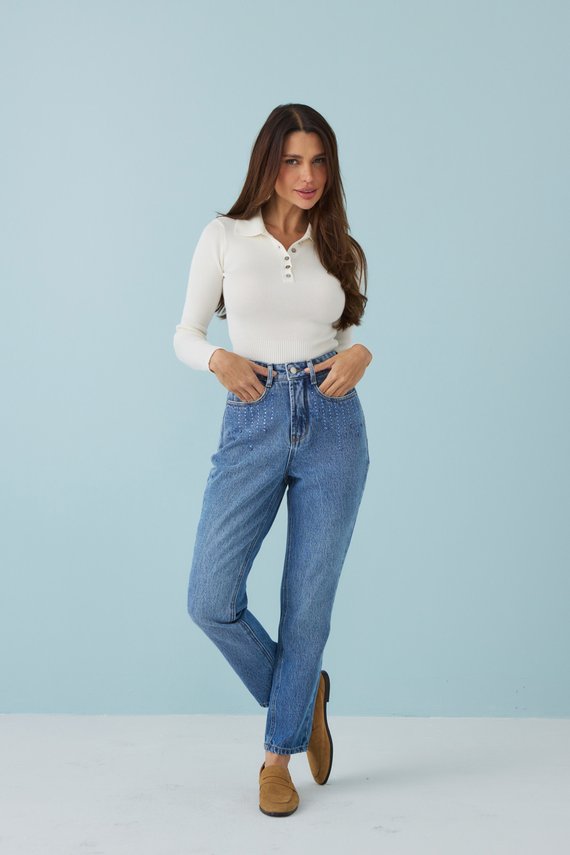 Calça Jeans Feminina Mom Cigarrete Cintura Alta - DZ21430
