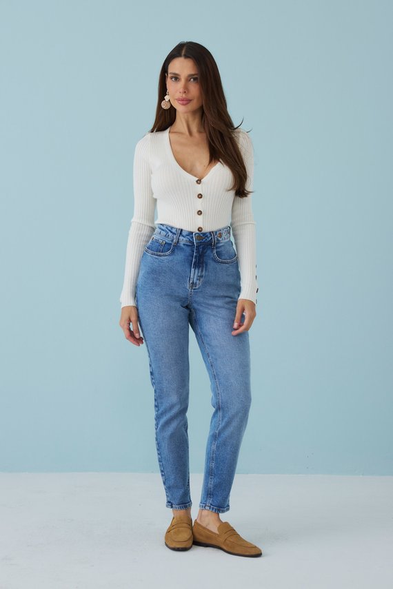 Calça Jeans Feminina Mom Cigarrete Cintura Alta - DZ21390