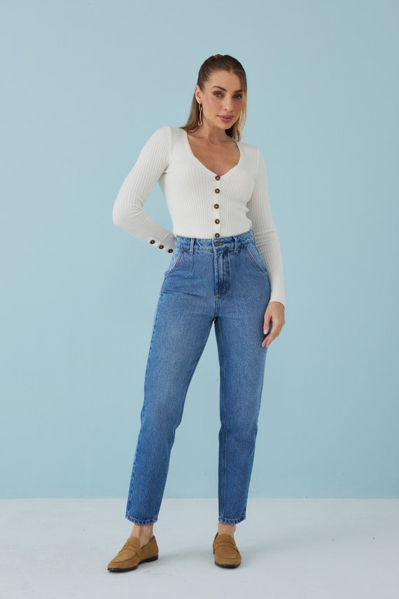 Calça Jeans Feminina Slouchy Cigarrete Cintura Alta - DZ21392