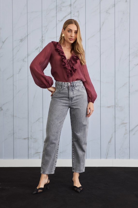 Calça Jeans Feminina Barril Cigarrete Cintura Alta - DZ21438