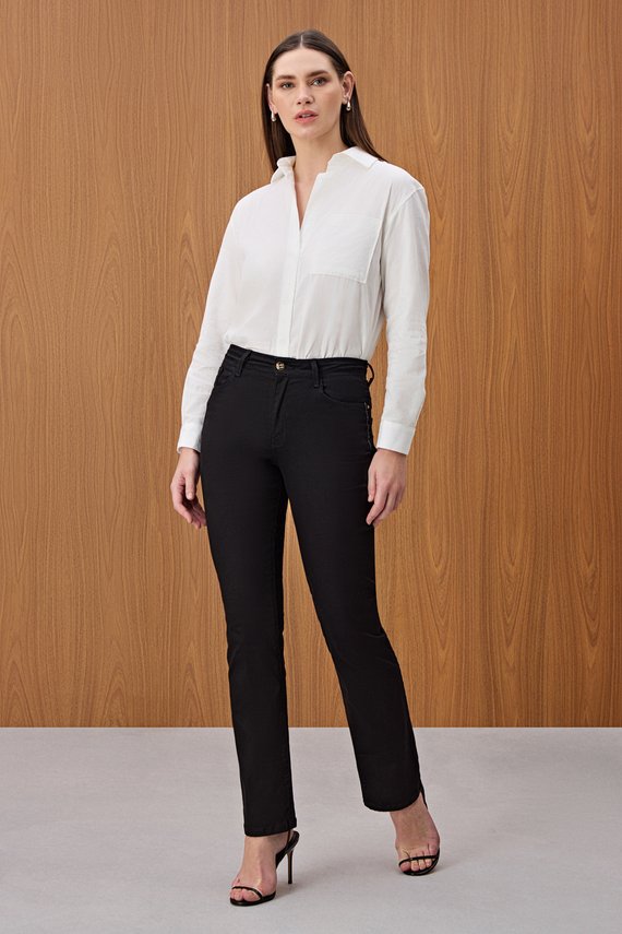 Calça Feminina London Reta Cintura Media Tradicional - IDX20257