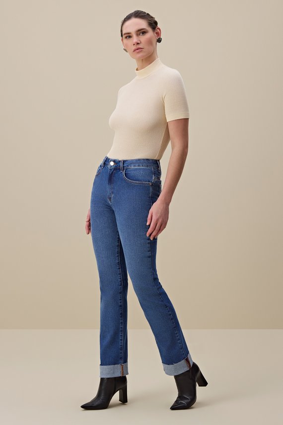 Calça Feminina Amsterdam Reta Cintura Alta Tradicional - IDX20293