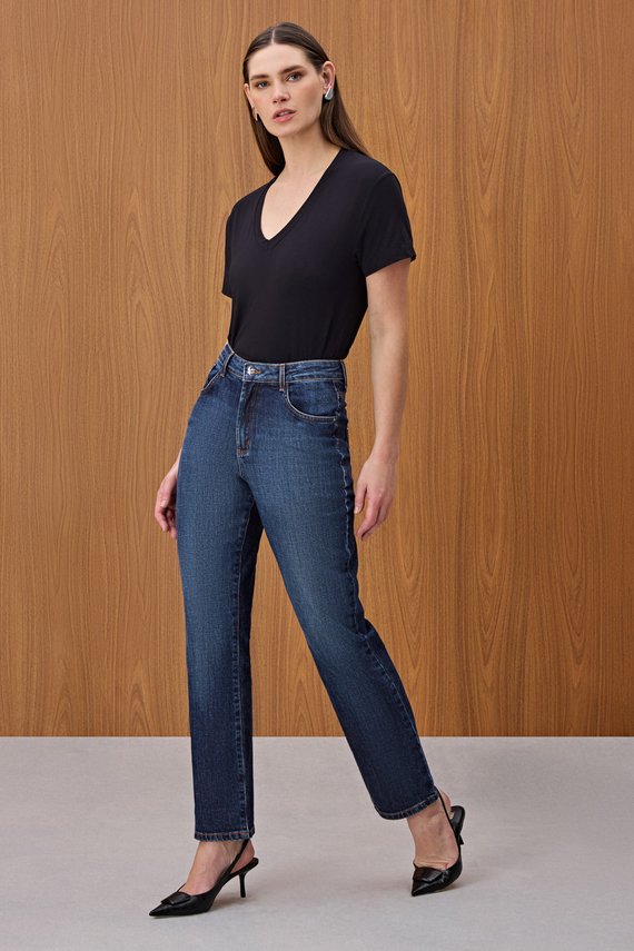 Calça Feminina Amsterdam Reta Cintura Alta Tradicional - IDX20292