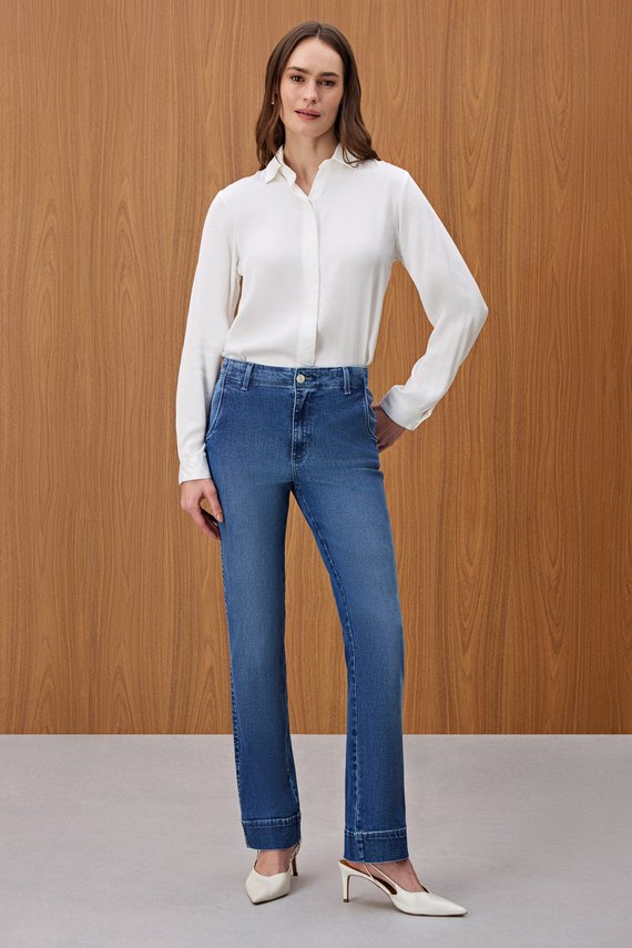 Calça Feminina Amsterdam Reta Cintura Alta Tradcional - IDX20294