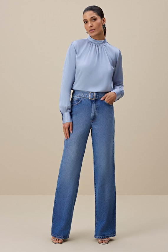 Calça Feminina Berlim Reta Cintura Alta Tradiicional - IDX20299