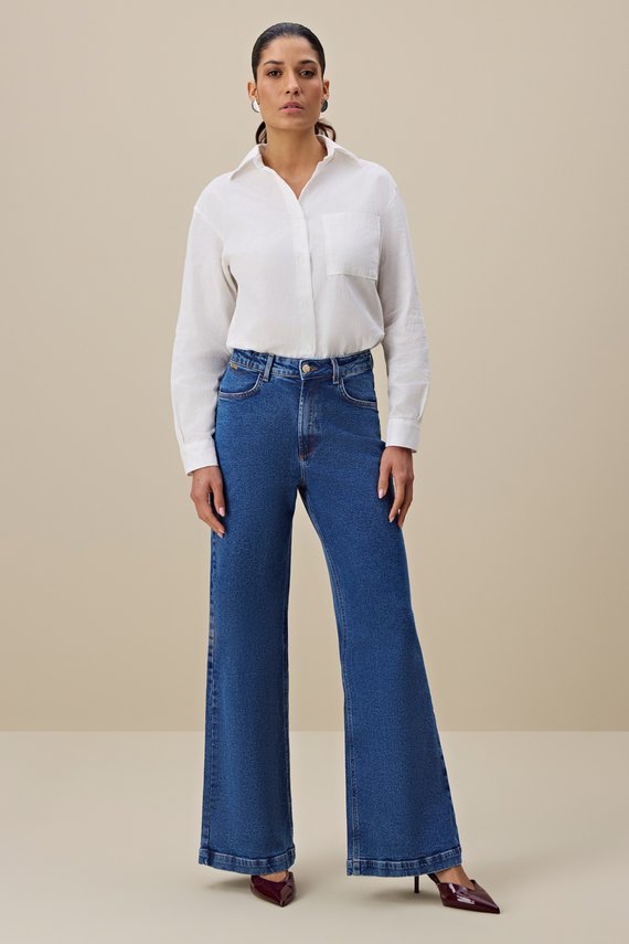 Calça Feminina Munique Wide Leg Cintura Alta Tradicional - IDX20300