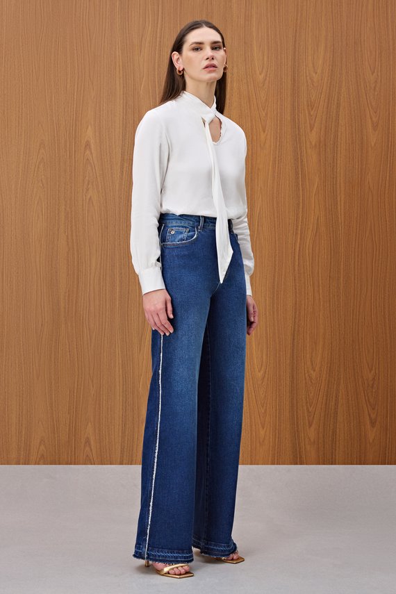 Calça Feminina Munique Wide Leg Cintura Alta Tradicional - IDX20329