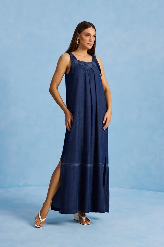 Vestido	Feminino Solto sem Mangas Alongado - IDX12011