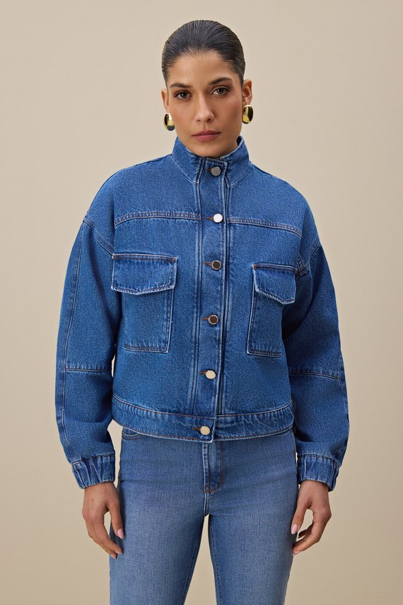 Jaqueta Feminina Bomber Manga Longa Alongada- IDX9058