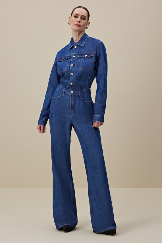 Macacão Feminino Wide Leg Manga Longa Tradicional - IDX8008