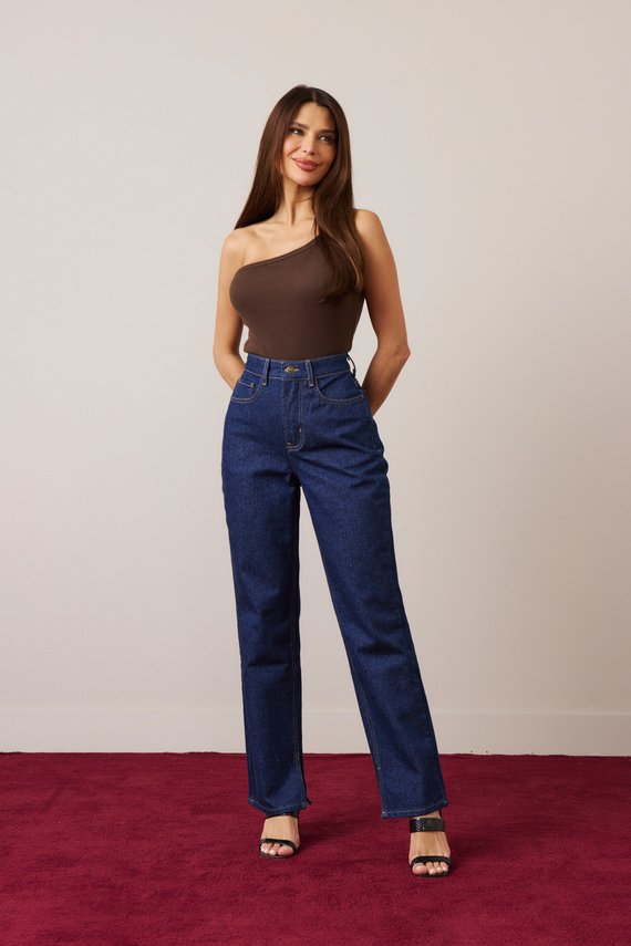 Calça Jeans Feminina Reta Tradicional Cintura Alta - DZ21394