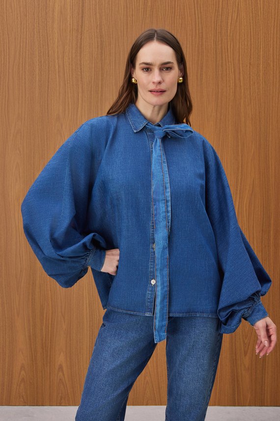 Camisa Feminina Ampla Manga Longa Tradicional  - IDX11041