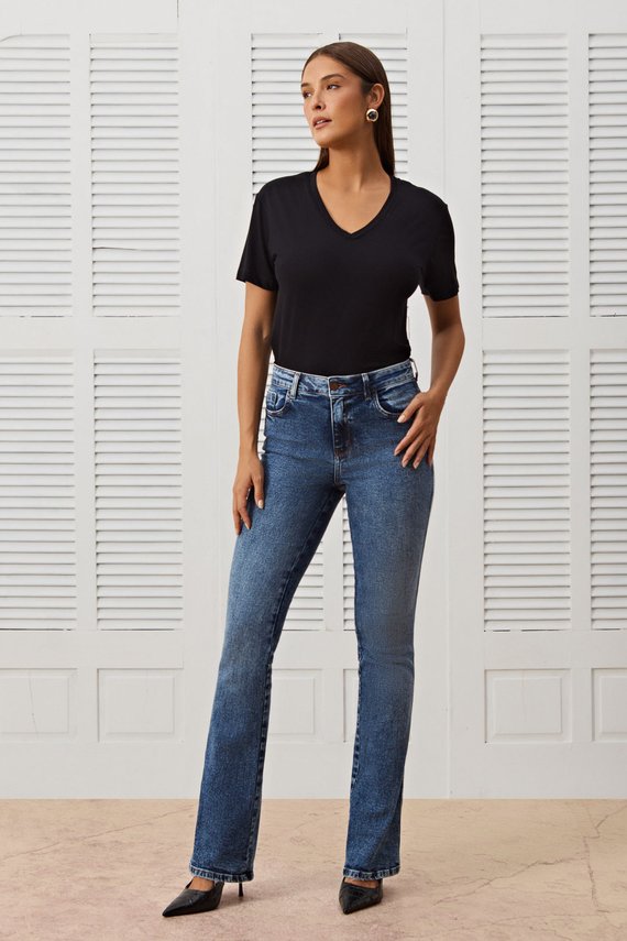 Calça Feminina London Flare 23 Cintura Média Tradicional - IDX20427