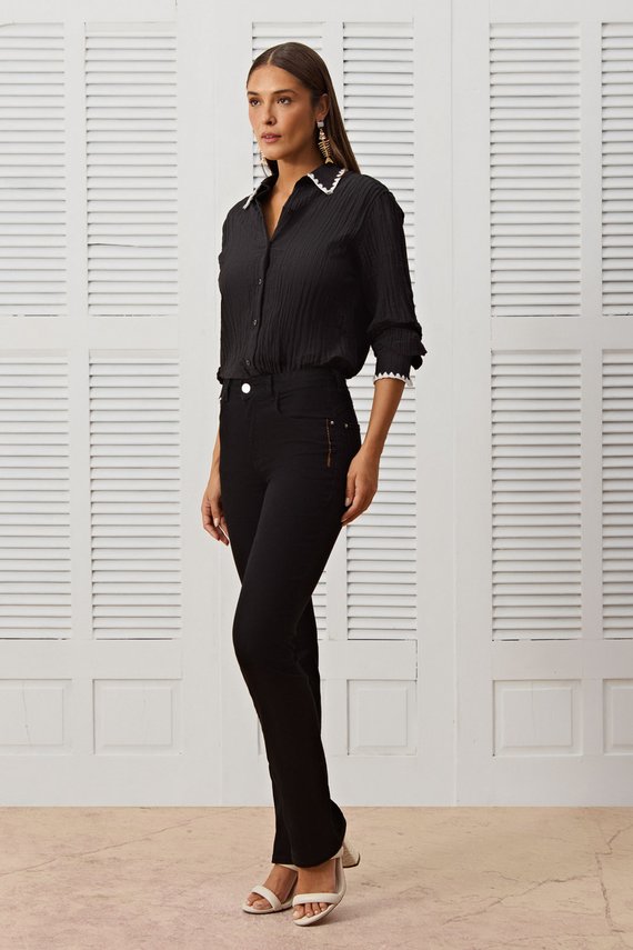 Calça Feminina London Reta Cintura Media Tradicional - IDX20429