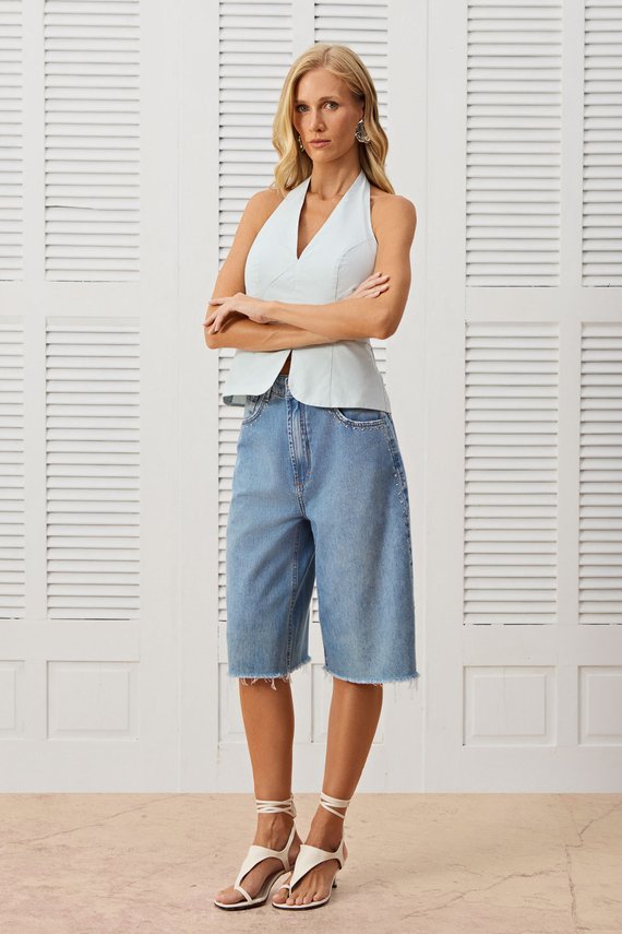 Bermuda Feminina Wide Leg Cintura Alta Alongada - IDX4094.TAXA