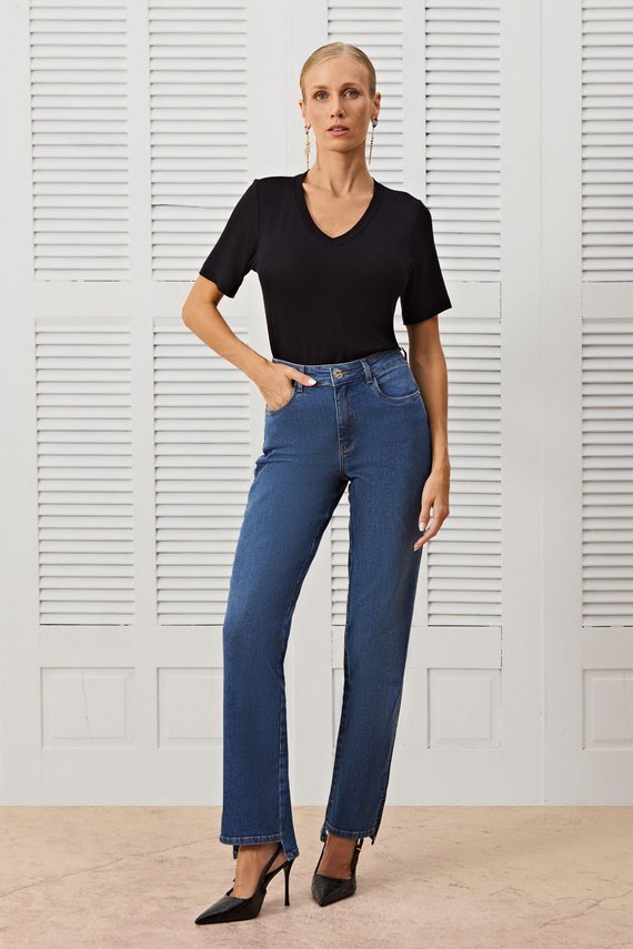 Calça Feminina London Reta Cintura Media Tradicional - IDX20378