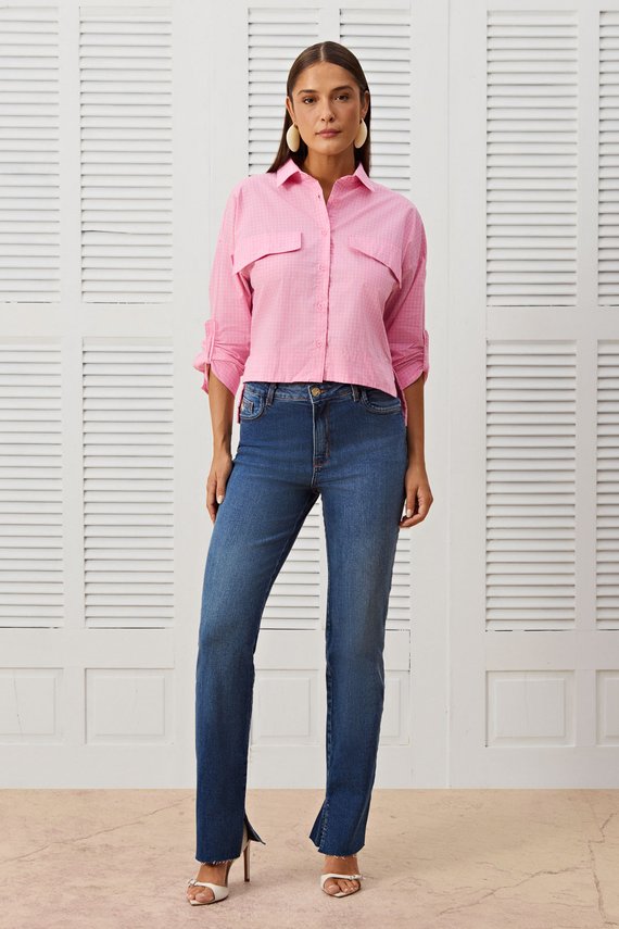 Calça Feminina Amsterdam Reta Cintura Alta Tradicional - IDX20386