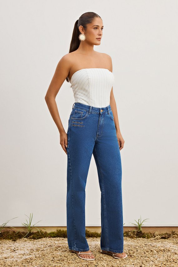 Calça Feminina Atenas Reta Cintura Alta Tradicional - IDX20400