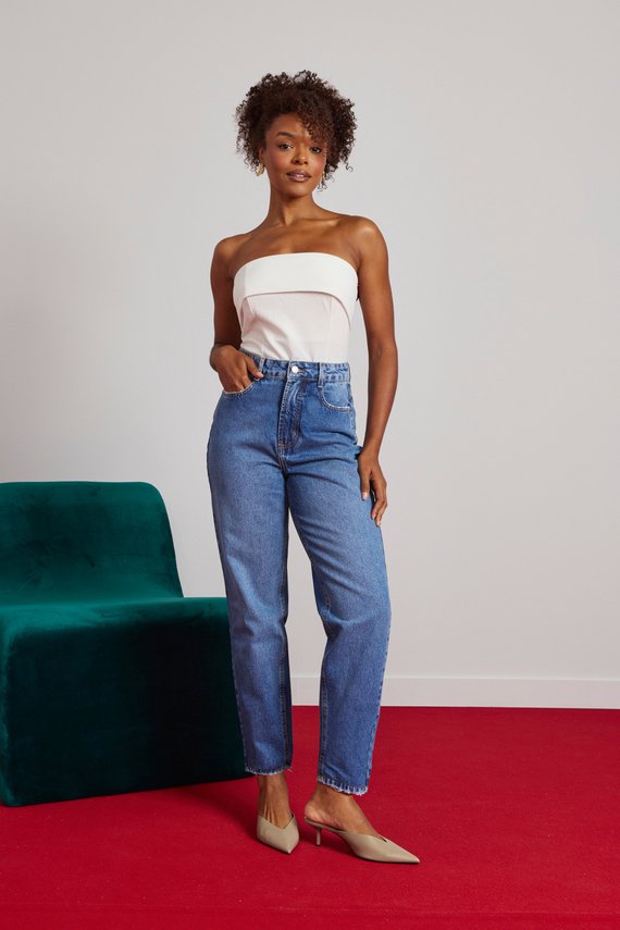 Calça Jeans Feminina Slouchy Cigarrete Cintura Alta - DZ21436