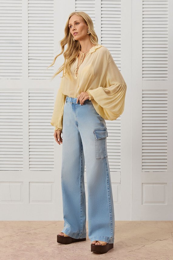 Calça Feminina Munique Wide Leg Cintura Alta Tradicional - IDX20410
