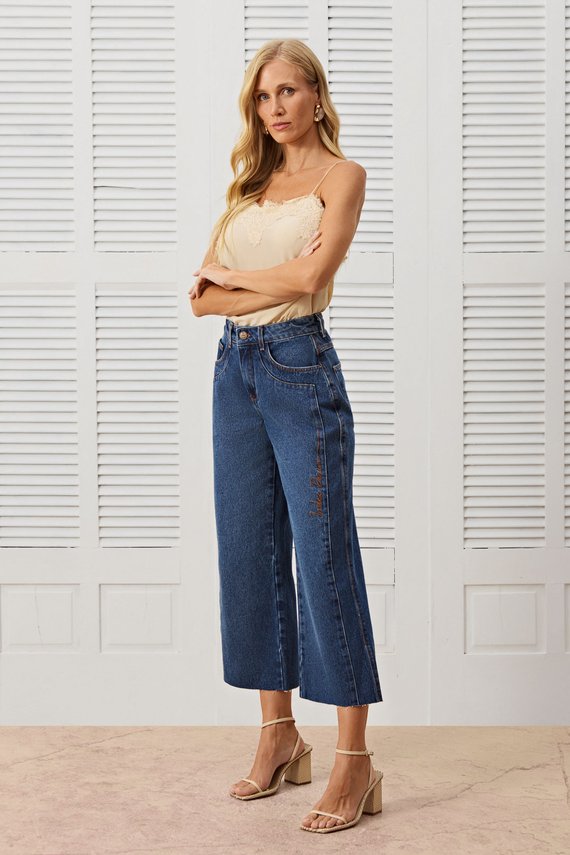 Calça Jeans Feminina Amsterdam Pantacourt Cintura Alta - IDX20421
