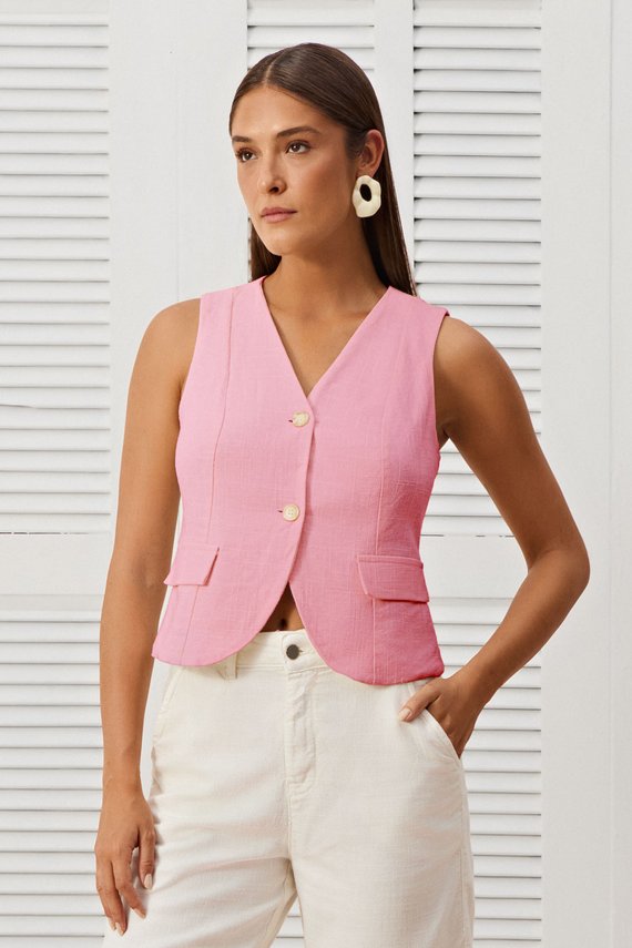 Colete Feminino Alfaiataria Sem Mangas Tradicional - IDX9063