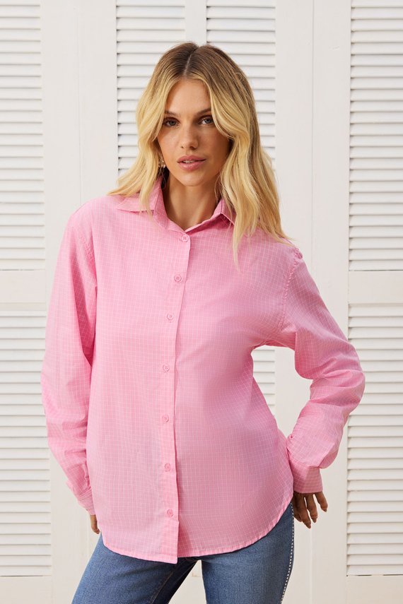 Camisa Feminina Solta Manga Longa Alongado - IDX11058