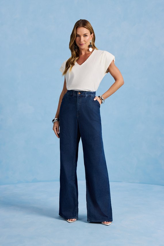 Calça Feminina Munique Wide Leg com Cintura Alta Tradicional - IDX20183