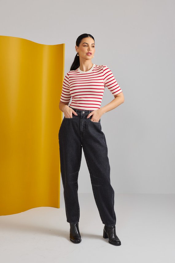 Calça Jeans Feminina Barril Cigarrete Cintura Alta - DZ21530