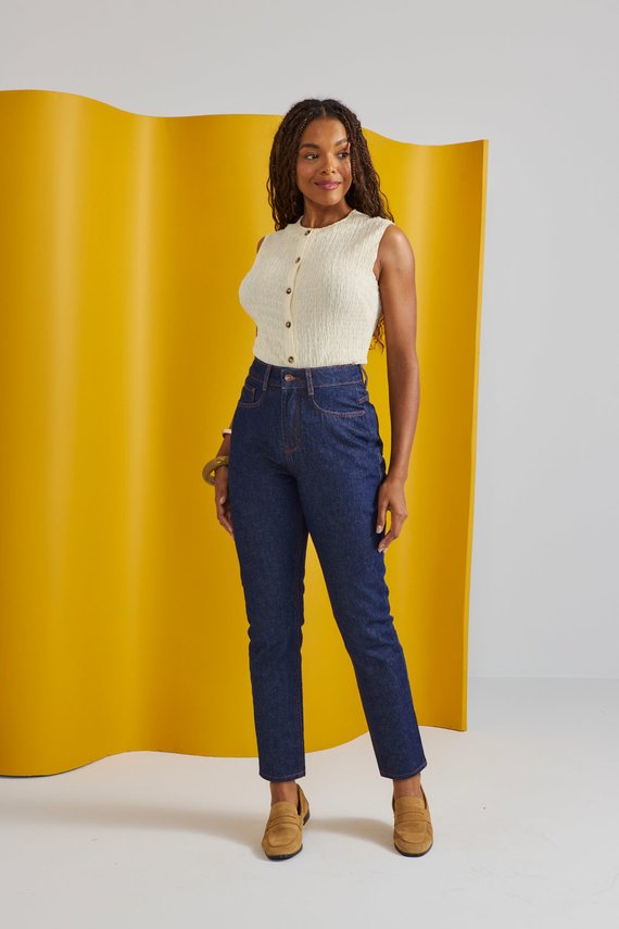 Calça Jeans Feminina Mom Cigarrete Cintura Alta - DZ21468
