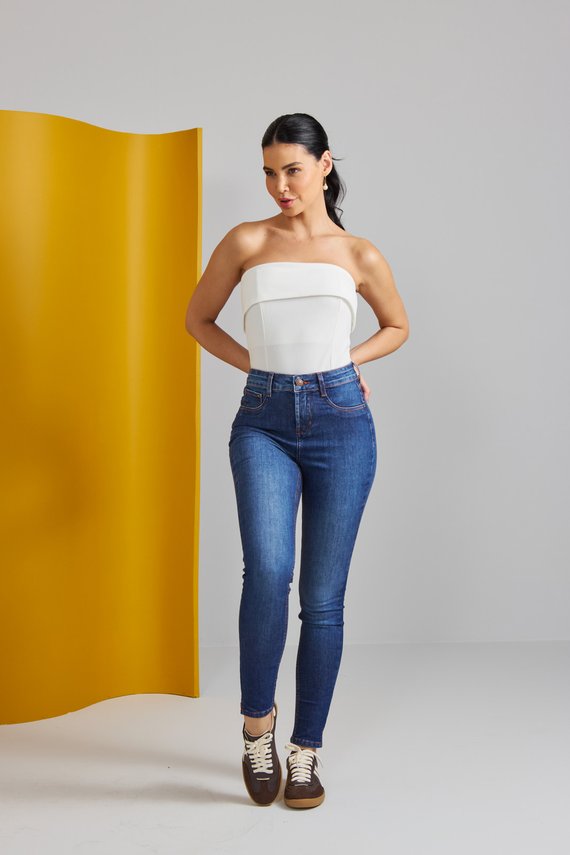 Calça Jeans Feminina Skinny Cigarrete Cintura Média- DZ21455