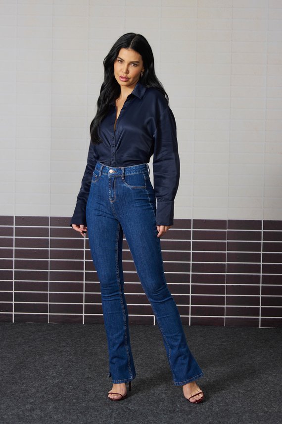 Calça Jeans Feminina New-Boot-Cut Tradicional Cintura Média - DZ21460