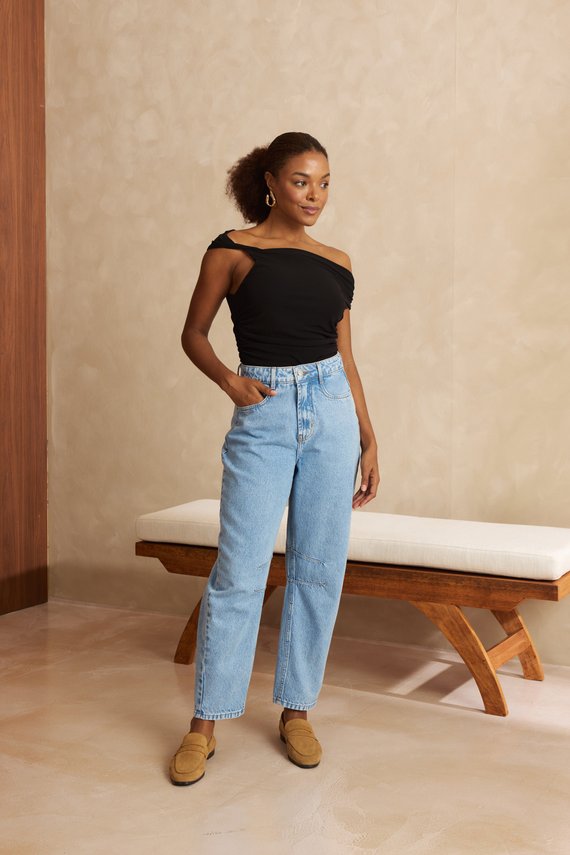 Calça Feminina Barril Cintura Alta Cigarrete - DZ21626
