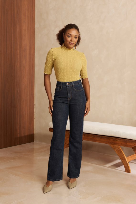 Calça Feminina Wide Leg Fit Cintura Alta Cigarrete - DZ21627