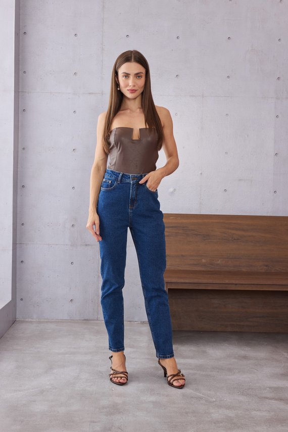 Calça Jeans Feminina Mom Fit Cigarrete Cintura Alta - DZ21511