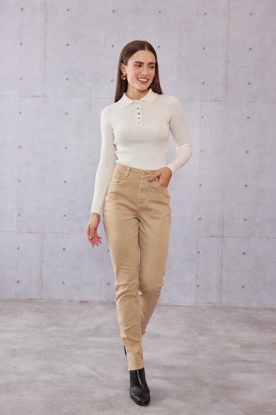 Calça Jeans Feminina Mom Fit Alongada Tradicional Cintura Alta - DZ21512