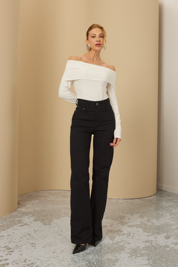Calça Jeans Feminina Wide Leg Fit Alongada Cintura  Alta - DZ21227.PRE