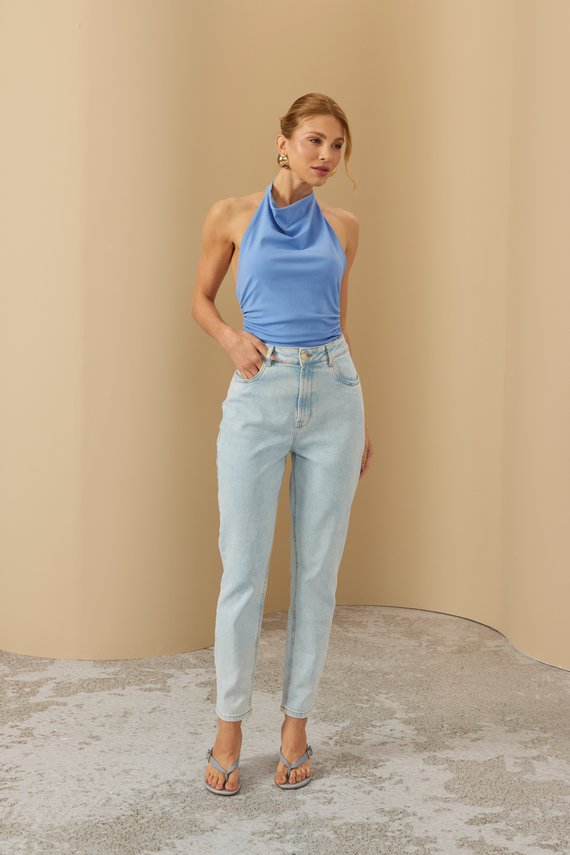 Calça Jeans Feminina Mom Fit Cigarrete Cintura Alta - DZ20378