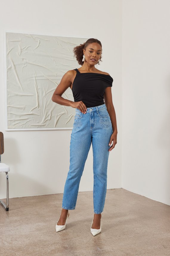 Calça Jeans Feminina Mom Cigarrete Cintura Alta - DZ21550