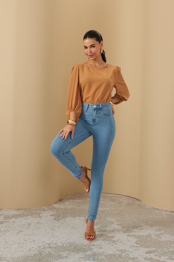 Calça Jeans Feminina Skinny Tradicional Cintura Média - DZ20372