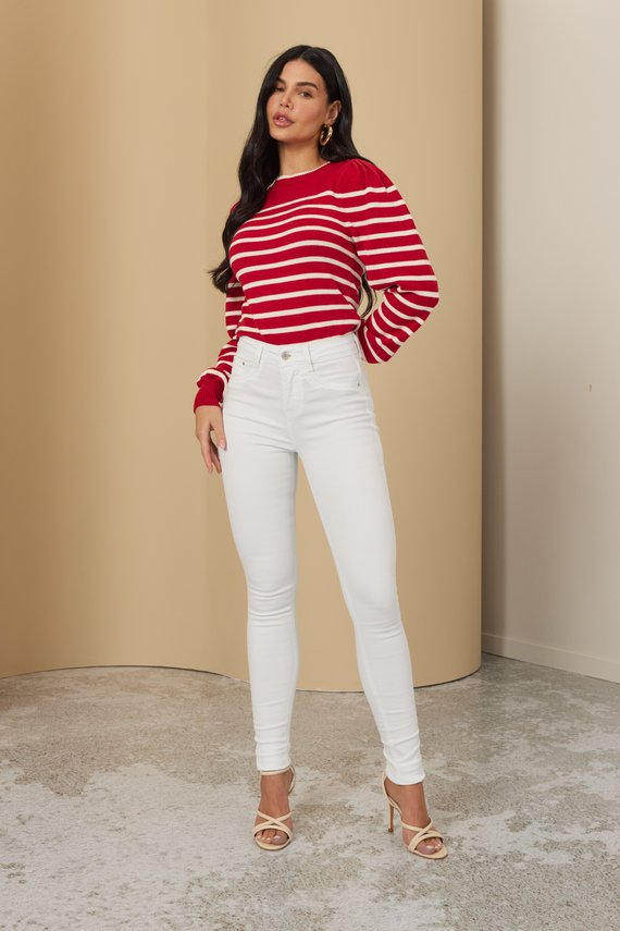 Calça Jeans Feminina Skinny Cintura Média Tradicional Branca - DZ20810.B