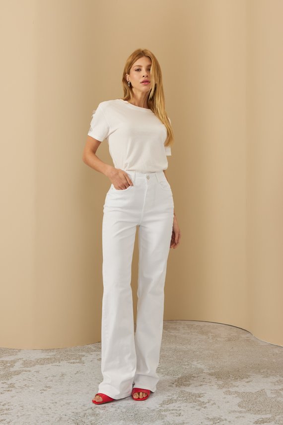 Calça Jeans Feminina Wide Leg Fit Alongada Cintura Alta - DZ21227.BRA