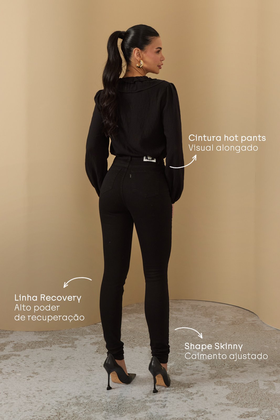 dz21297 pre re calca jeans feminina skinny tradicional cintura alta frente