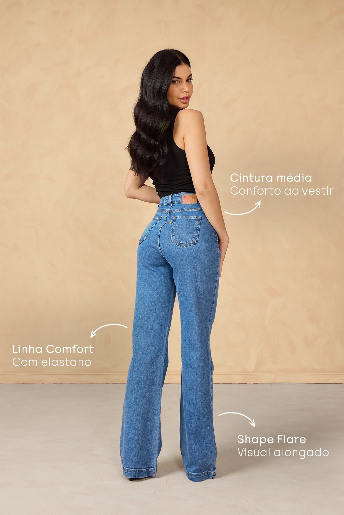 dz21193 com calca jeans feminina wide leg fit alongada com cintura alta costas 2