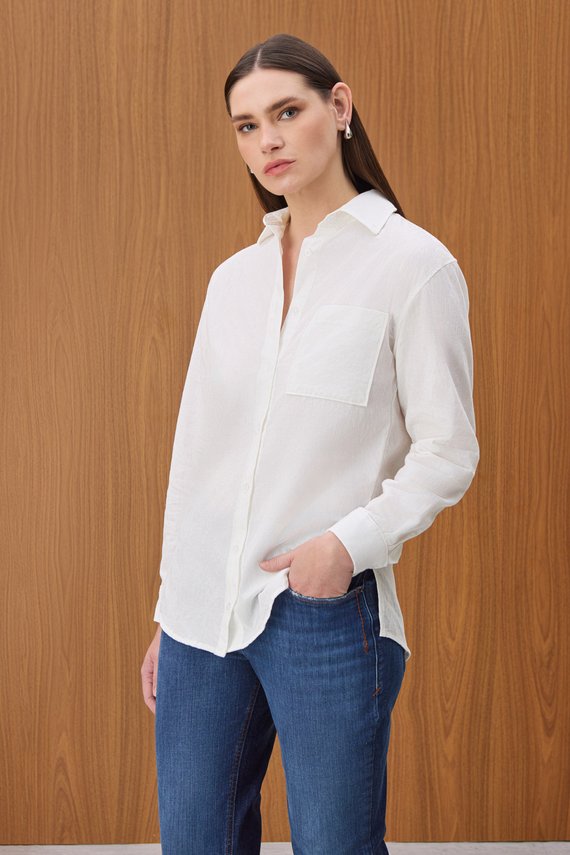 Camisa Feminina Ampla Manga Longa Alongada - IDX11031.OFF